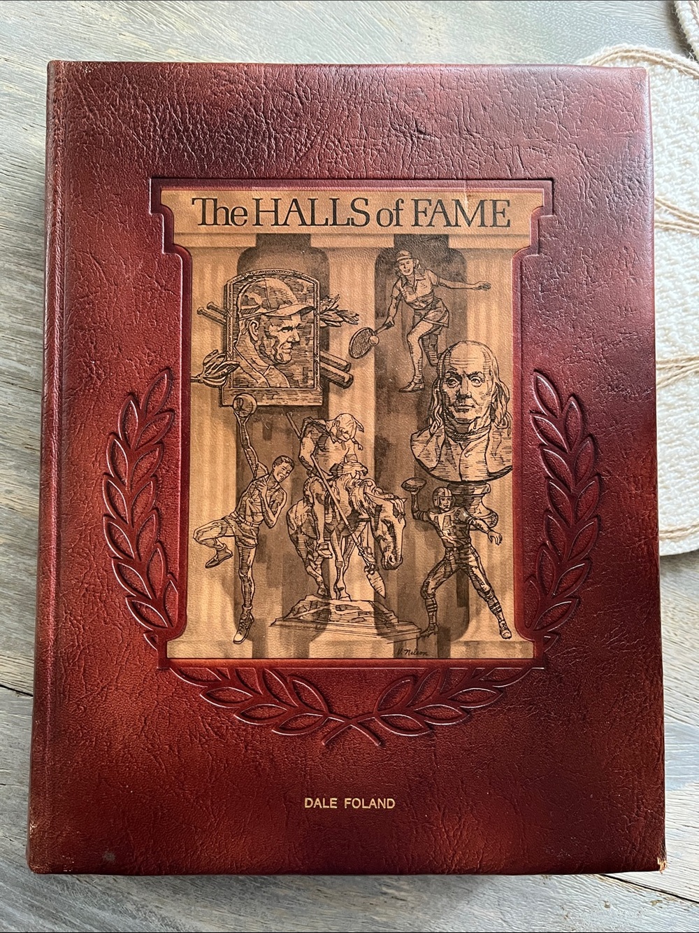 The Halls of Fame Vintage Leatherette Book - Red Brown Cover